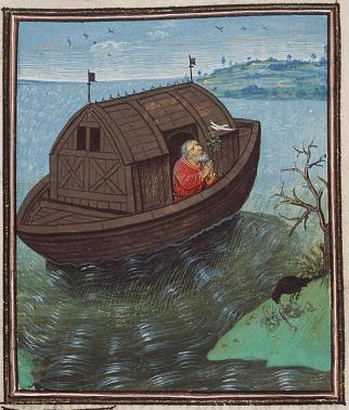 Le Corbeau Noah-sends-off-a-dove-from-the-ark-jean-dreux-1460